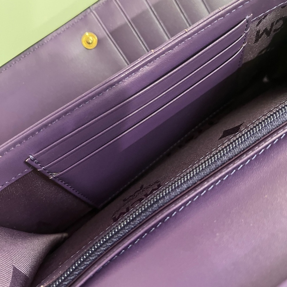 MCM BLACK/PURPLE LONG SAFFIANO TRIFOLD WALLET - Picture 7 of 11